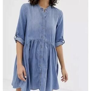 Chelsea Theodore Dress Size Medium 100% Tencel Tunic Denim Blue